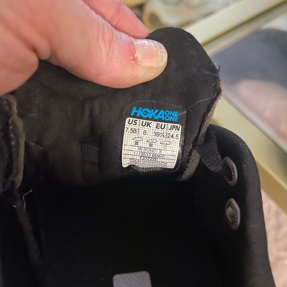 Hoka One One Black and White Athletic Running Shoes - Picture 2 of 3